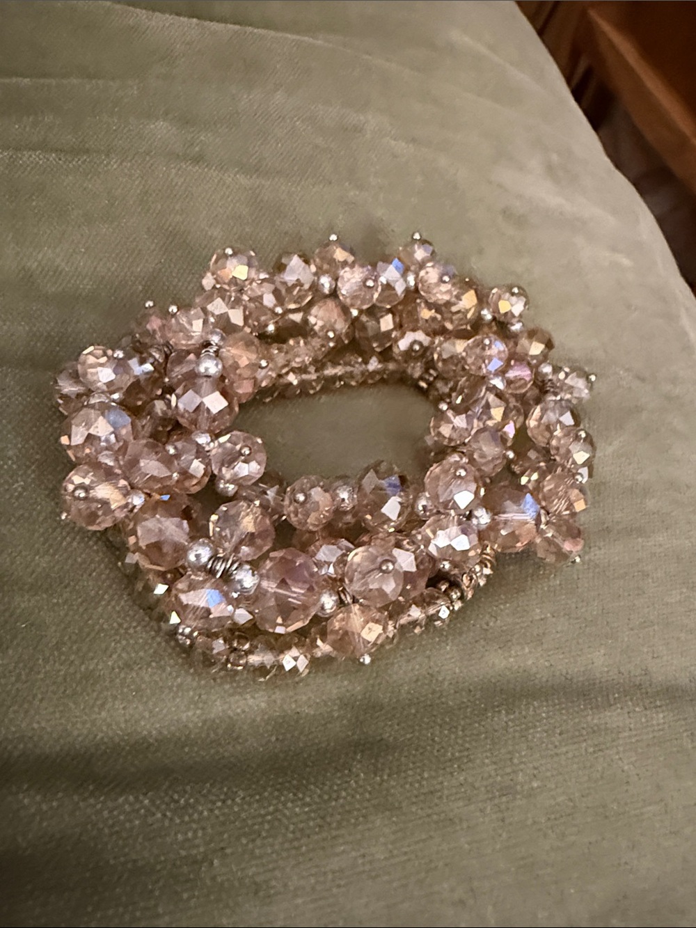 Sparkling Champagne Tone Crystal Stretch Bracelet - Women Jewelry